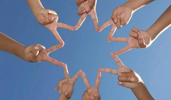 people connecting hands